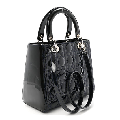 Christian Dior Patent Cannage Medium Lady Dior Navy Blue 3 of 10