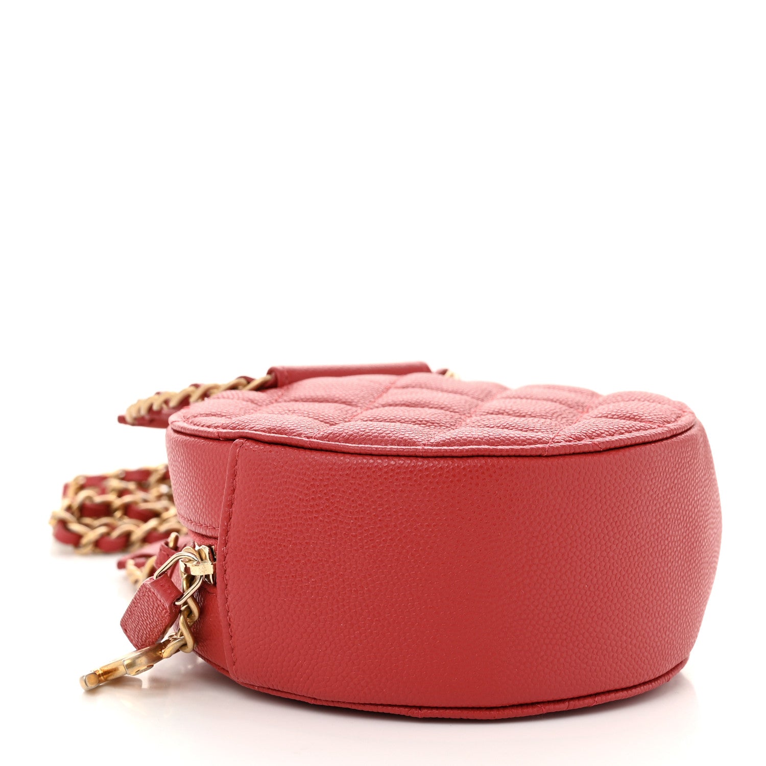 Chanel Caviar Quilted Chain Handle Round Clutch With Chain Bag  Red 4 of 10