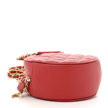 Chanel Caviar Quilted Chain Handle Round Clutch With Chain Bag  Red 4 of 10