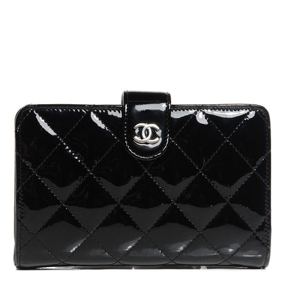 Chanel Patent Quilted Zip Pocket Wallet Black 1 of 8