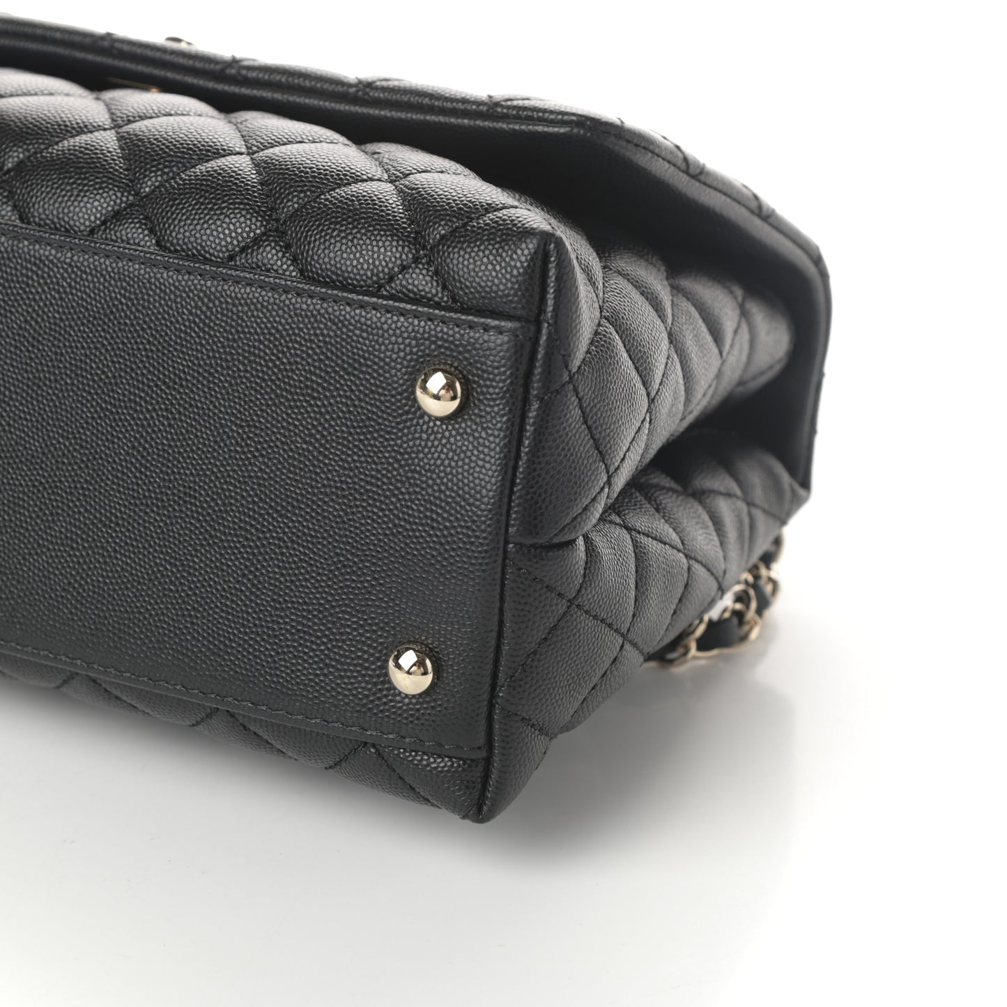Caviar Quilted Small Coco Handle Flap Black