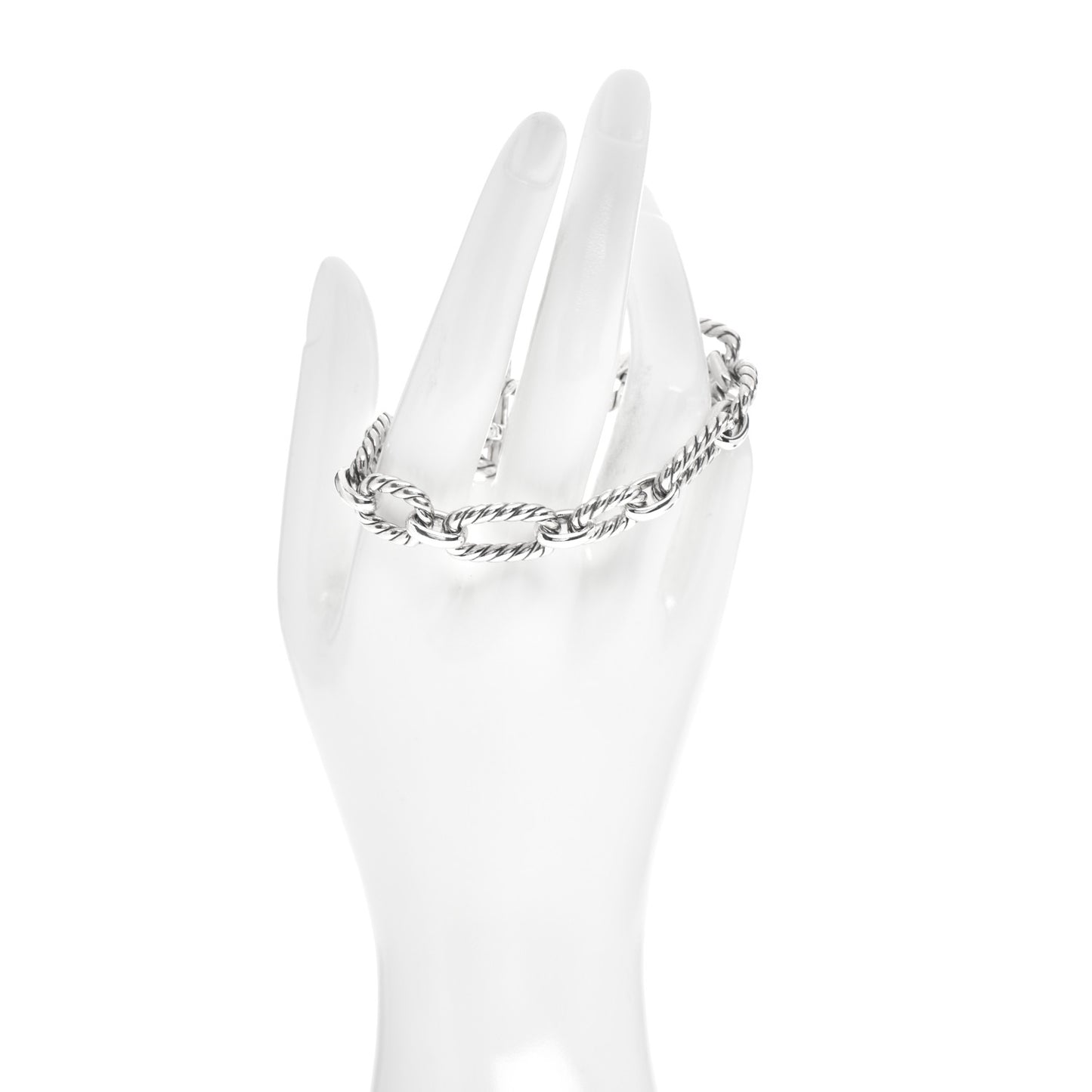 Sterling Silver Blue Sapphire 9.5mm Cushion Link Bracelet