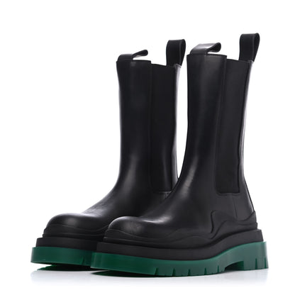 Bottega Veneta Calfskin The Tire Chelsea Boots 37 Black Green 3 of 15