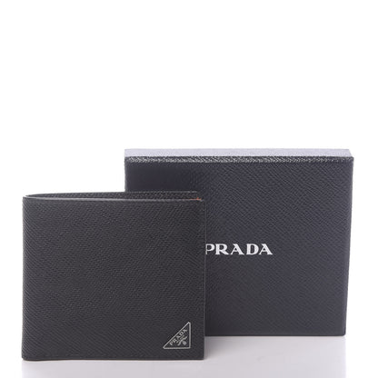 Prada Saffiano Metal Bi-Color Bi-Fold Wallet Black Papaya 7 of 7