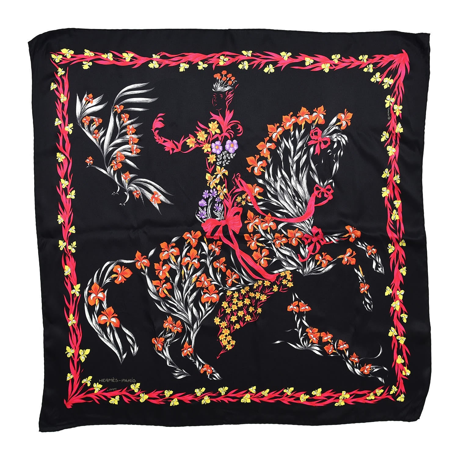 Hermes Silk Cheval Fleuri Scarf 70 1 of 6