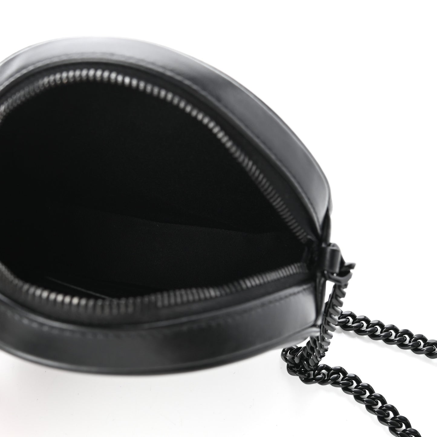 Calfskin Matelasse Chevron Round Vinyle Camera Bag Black