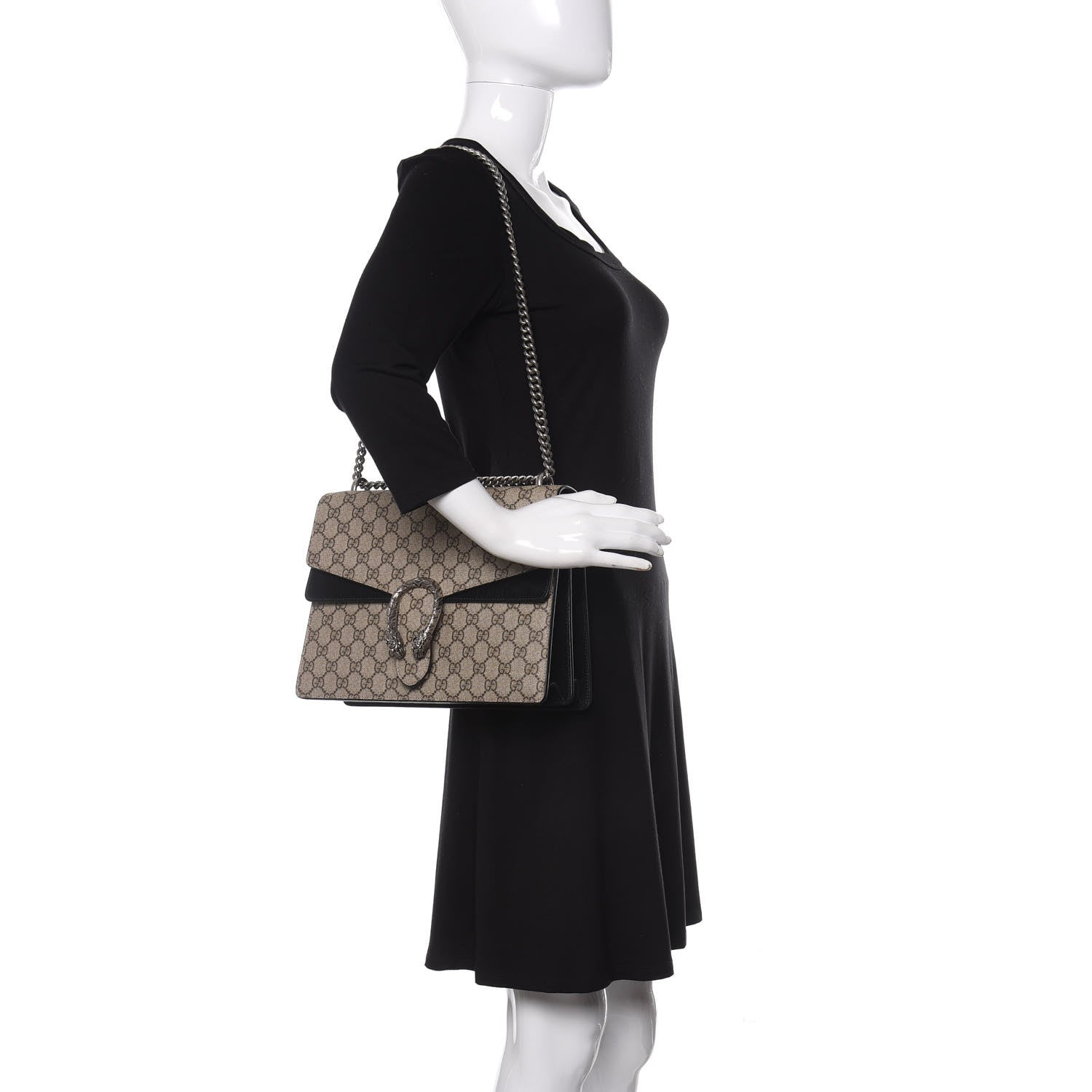 Gucci GG Supreme Monogram Medium Dionysus Shoulder Bag Black 2 of 13
