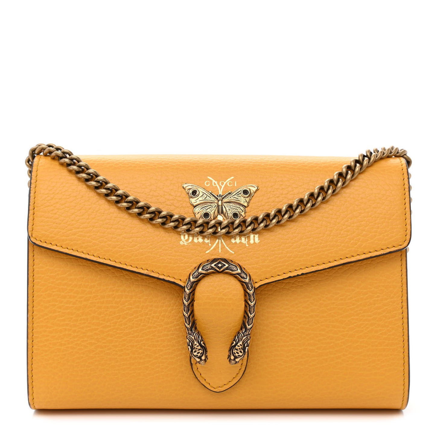 Calfskin Garden Dionysus Chain Wallet Yellow