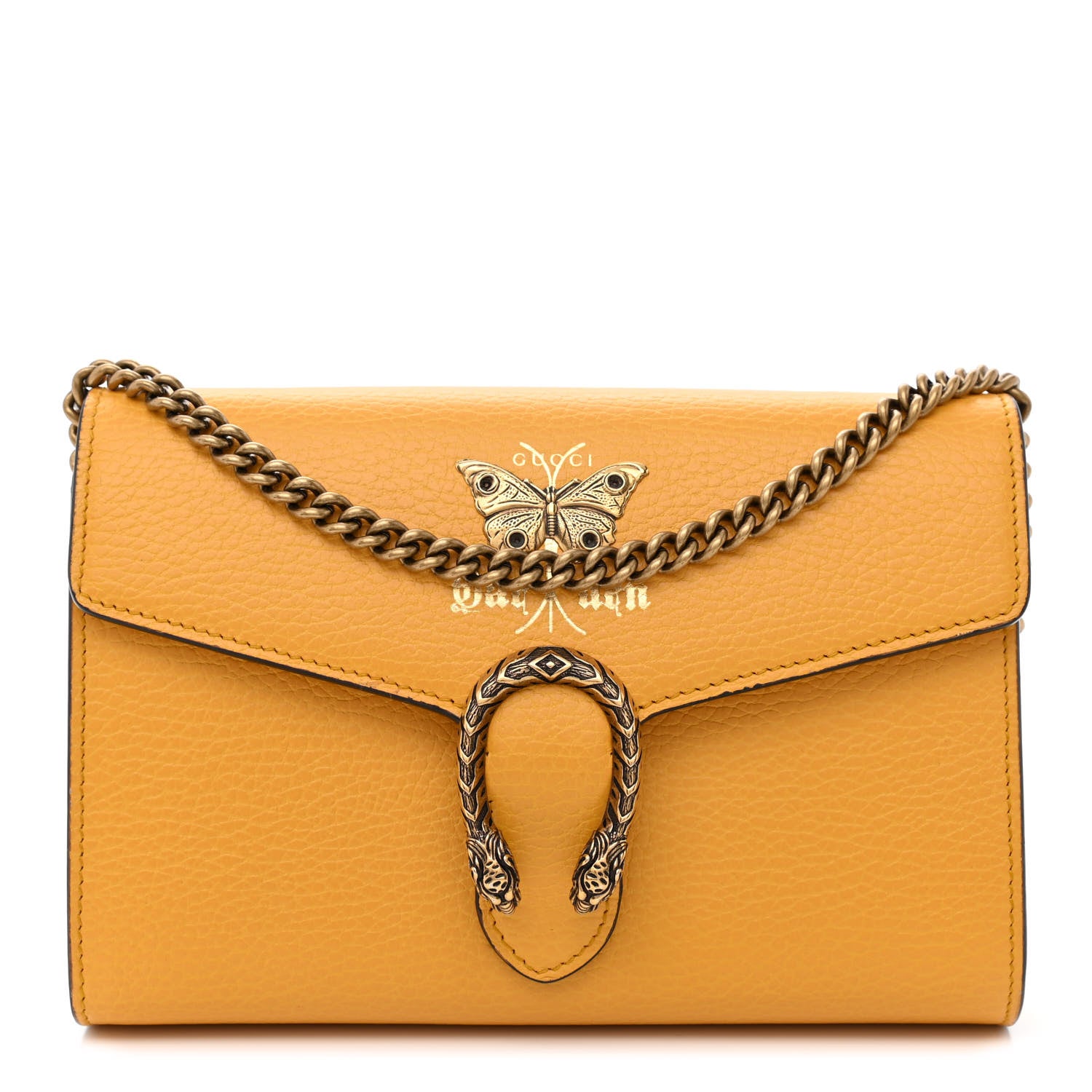 Gucci Calfskin Garden Dionysus Chain Wallet Yellow 1 of 10