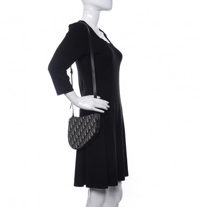 Christian Dior Oblique Saddle Pouch With Strap Navy Blue 2 of 10