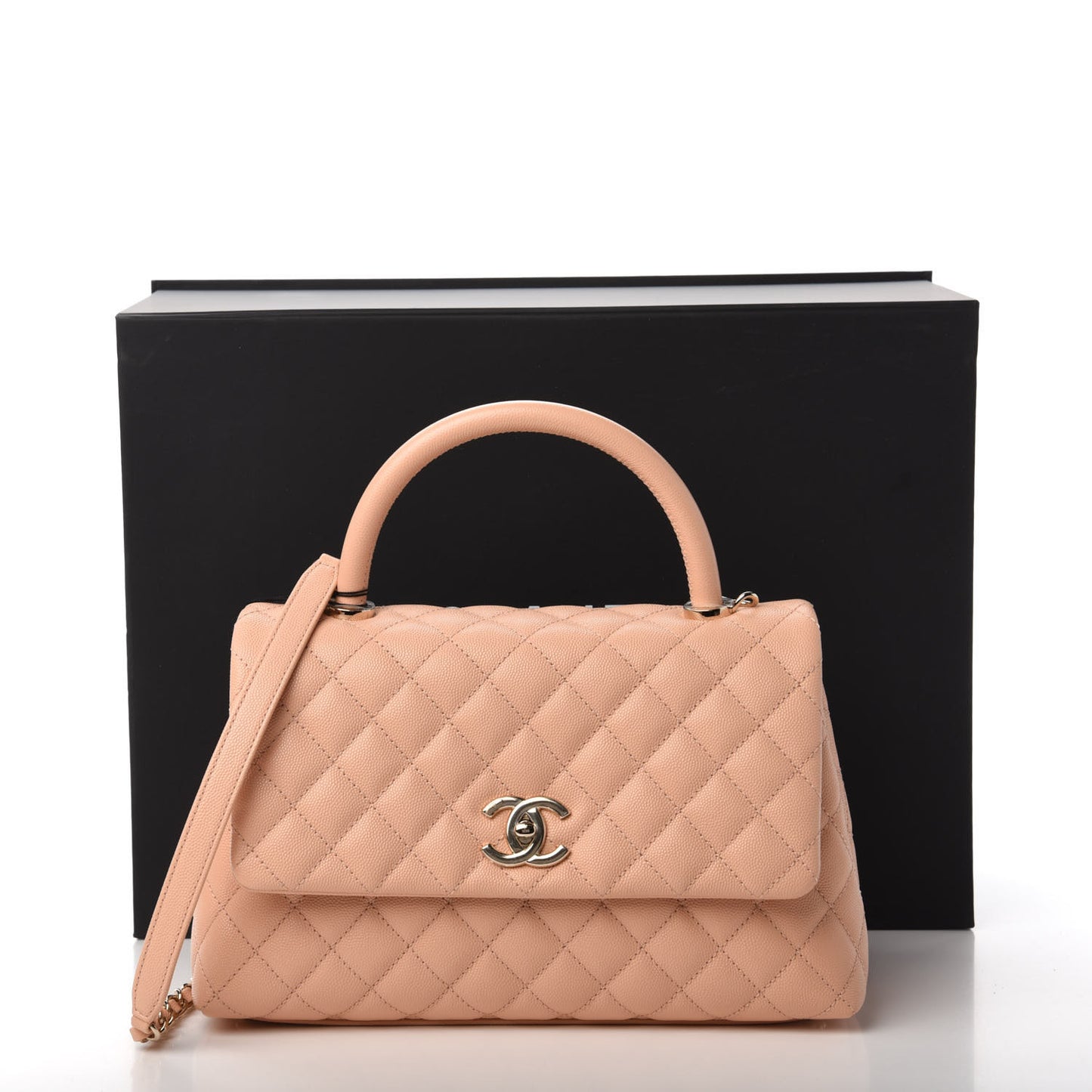 Caviar Quilted Small Coco Handle Flap Light Pink