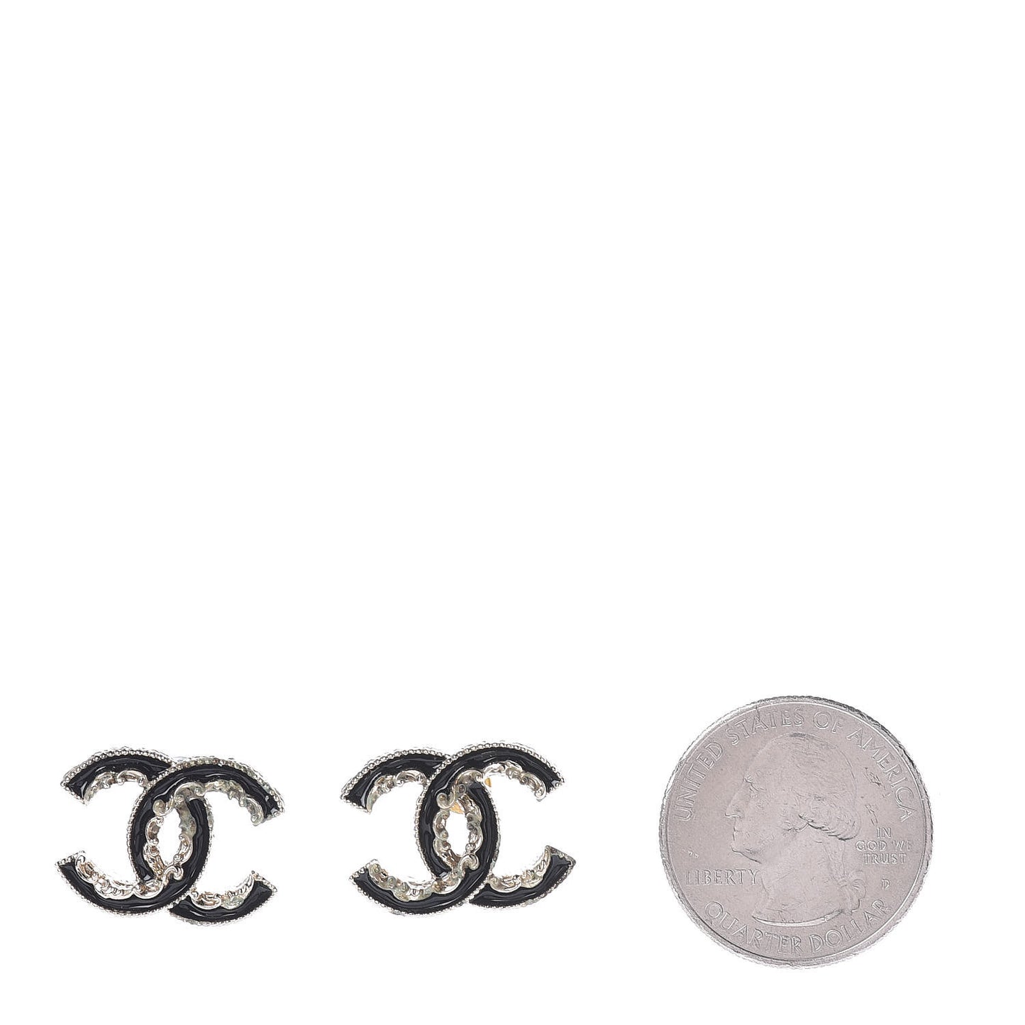 Enamel CC Baroque Earrings Black Gold