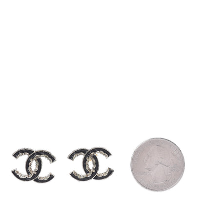 Chanel Enamel CC Baroque Earrings Black Gold 2 of 5