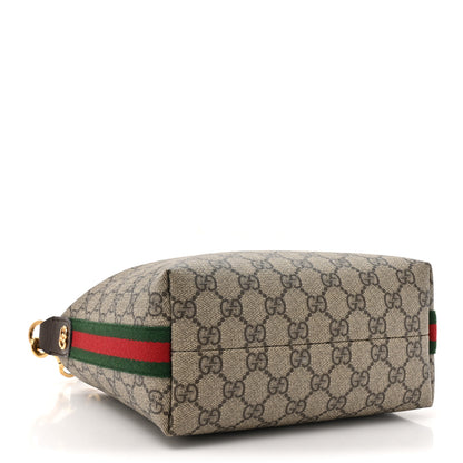 Gucci GG Supreme Monogram Textured Calfskin Web Super Mini Ophidia Shoulder Bag Beige Ebony New Acero 4 of 12