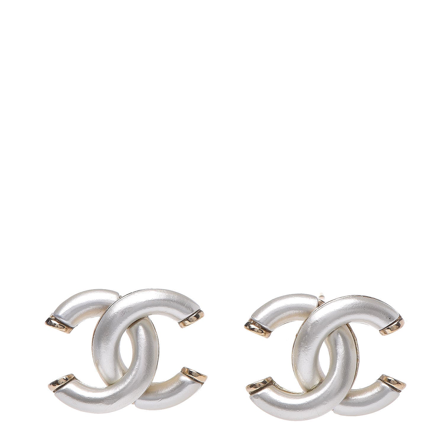 Chanel Metal CC Earrings Silver Gold 1 of 5