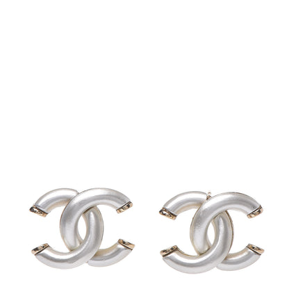 Chanel Metal CC Earrings Silver Gold 1 of 5