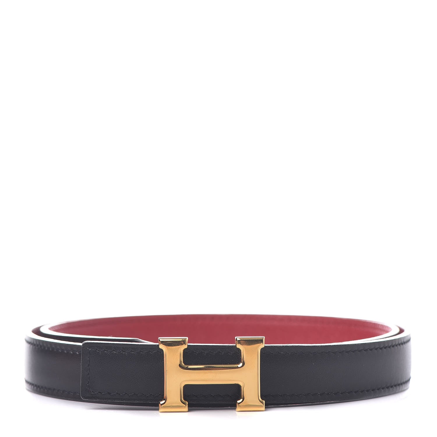 Hermes Box Courchevel 18mm H Belt 70 Rouge Vif Black 1 of 8