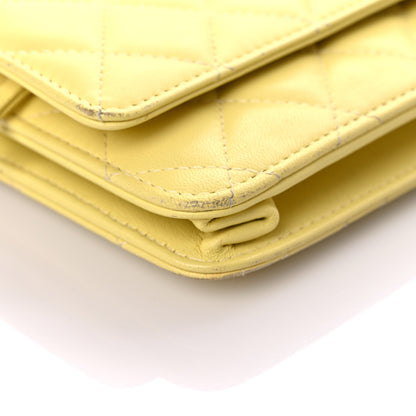 Chanel Lambskin Quilted Trendy CC Wallet On Chain WOC Yellow 9 of 24