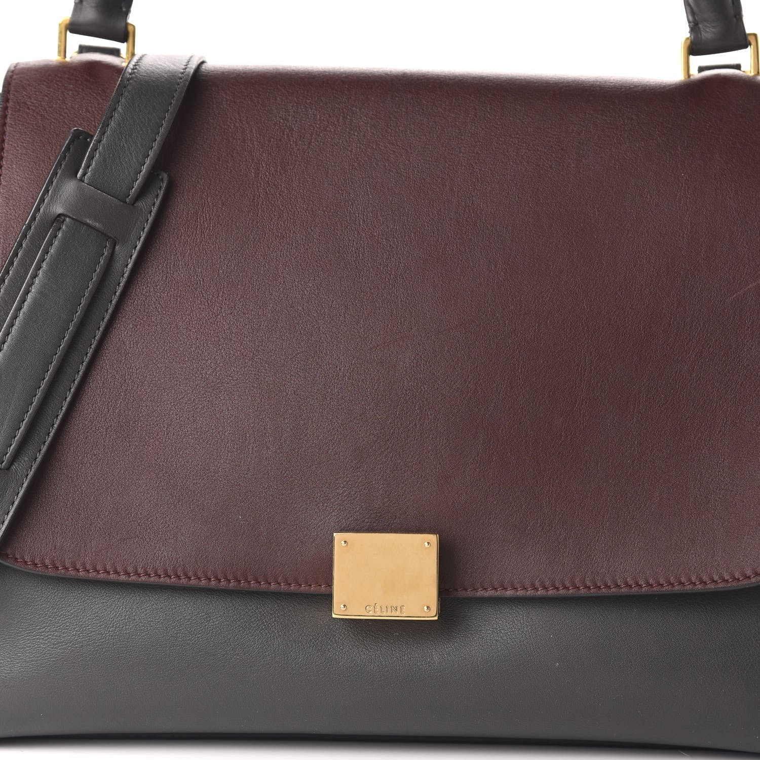 Celine Smooth Calfskin Suede Medium Tri-Color Trapeze Burgundy 9 of 11