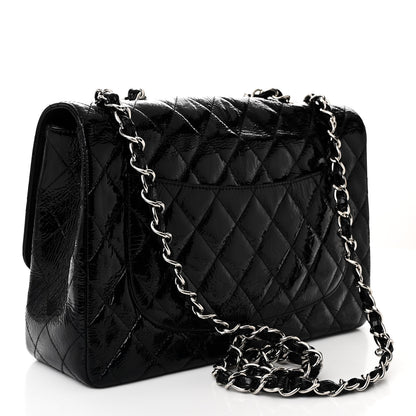 Chanel Distressed Patent Quilted Jumbo Single Flap Black 3 of 11