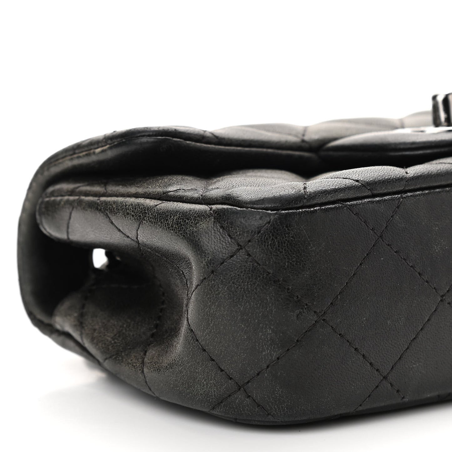 Lambskin Quilted Extra Mini Rectangular Flap Black