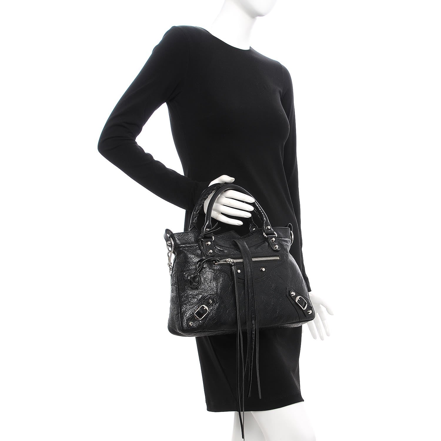 Balenciaga Agneau Classic Silver Hardware Town Black 3 of 8