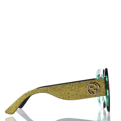 Gucci Square Frame GG0102S Sunglasses Glitter Red Black Green 3 of 8