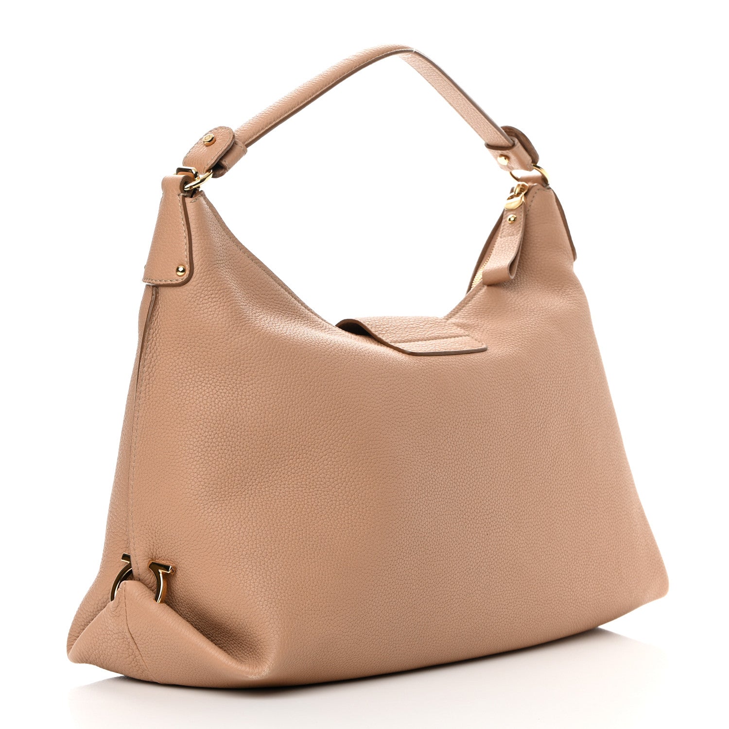 Salvatore Ferragamo Calfskin Fanisa Gancini Hobo Natural 3 of 16