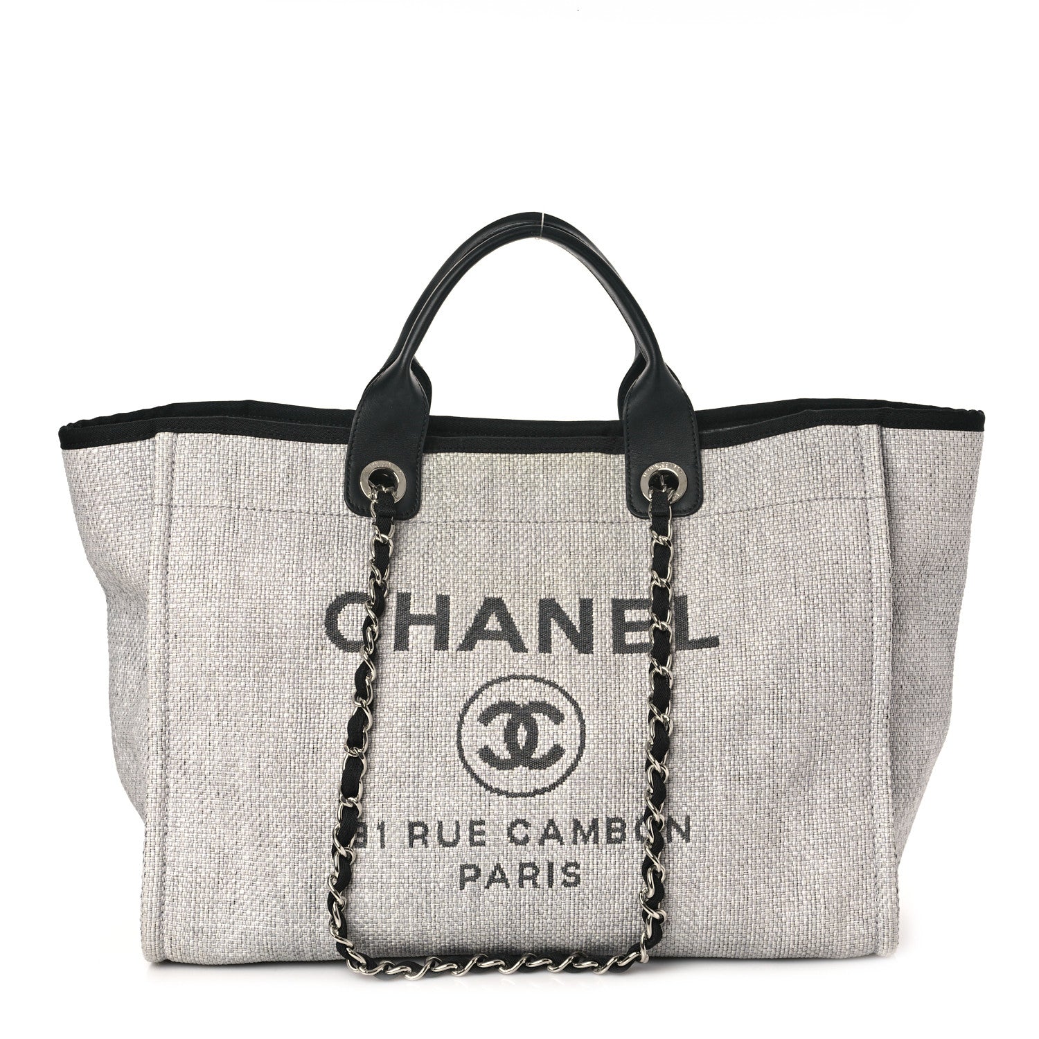 Chanel Woven Straw Raffia Medium Deauville Tote Grey 1 of 9