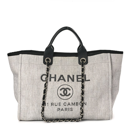 Chanel Woven Straw Raffia Medium Deauville Tote Grey 1 of 9