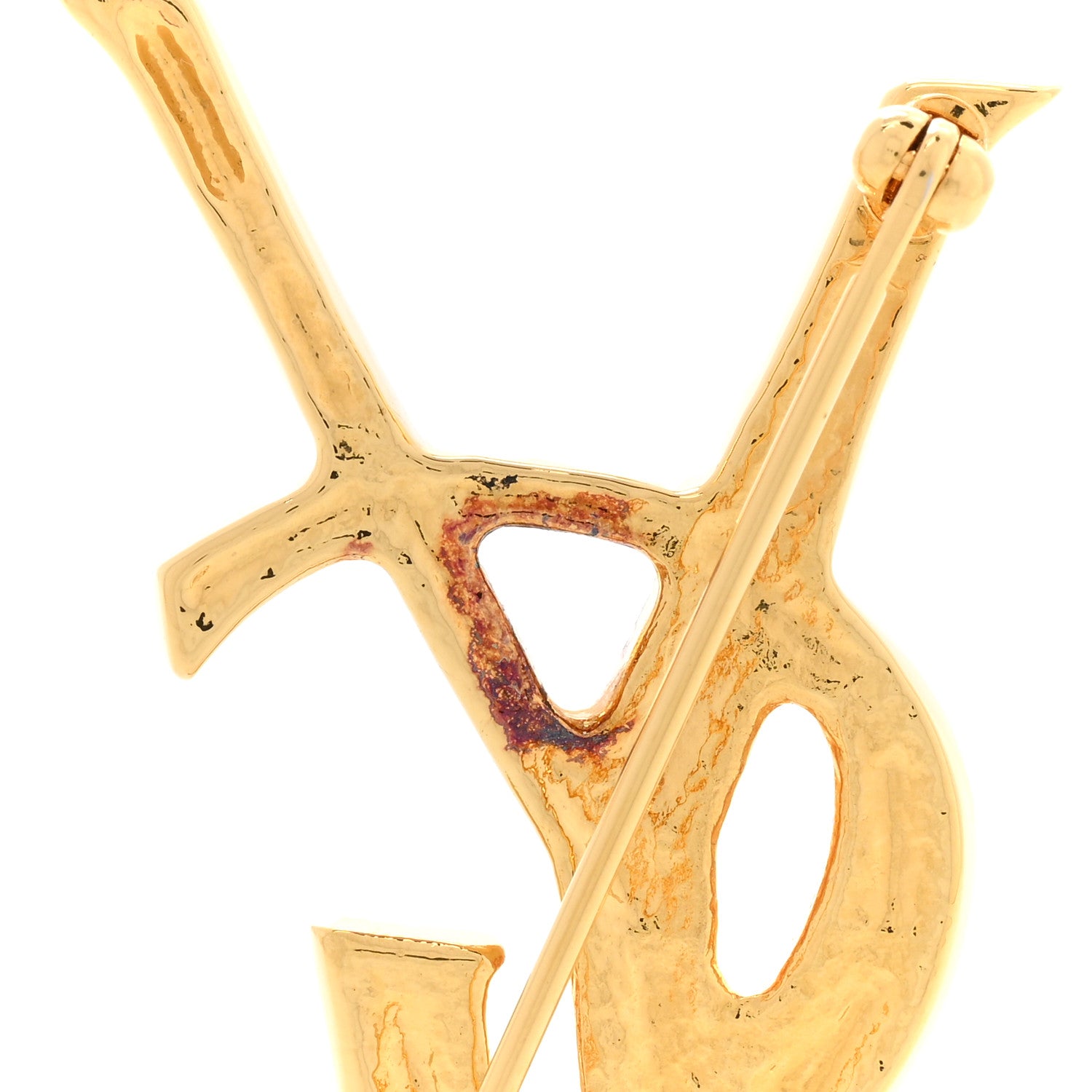 Saint Laurent Monogram Crocodile Opyum Brooch Gold 5 of 6