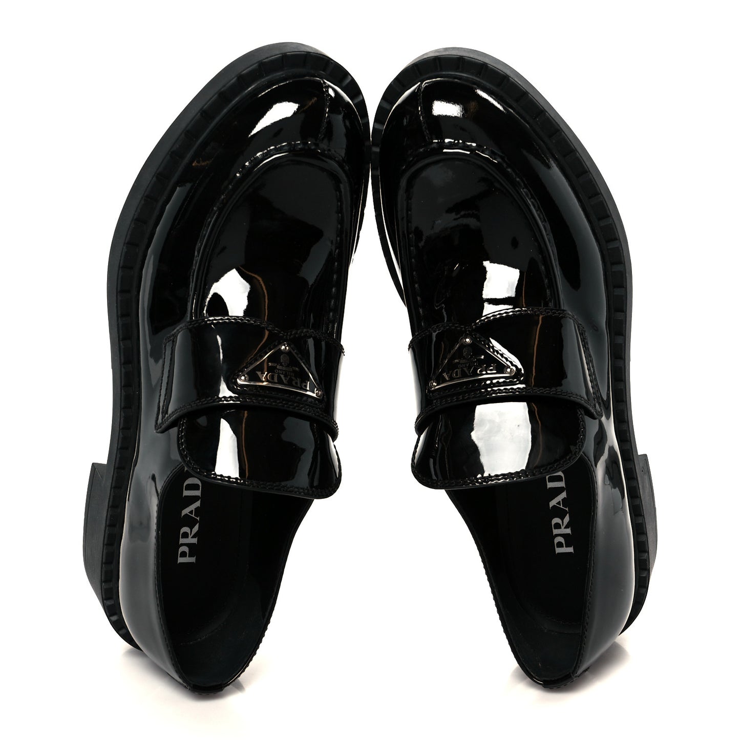Vernice Metal Triangle Logo 50mm Loafers 39.5 Black