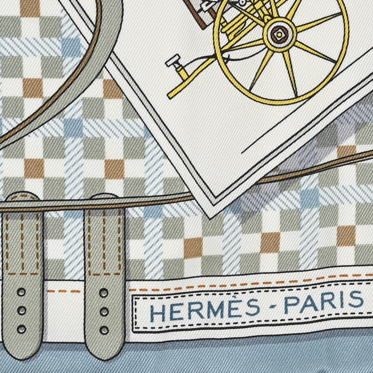 Silk Les Voitures Nouvelles Scarf 70 Blue Pale White