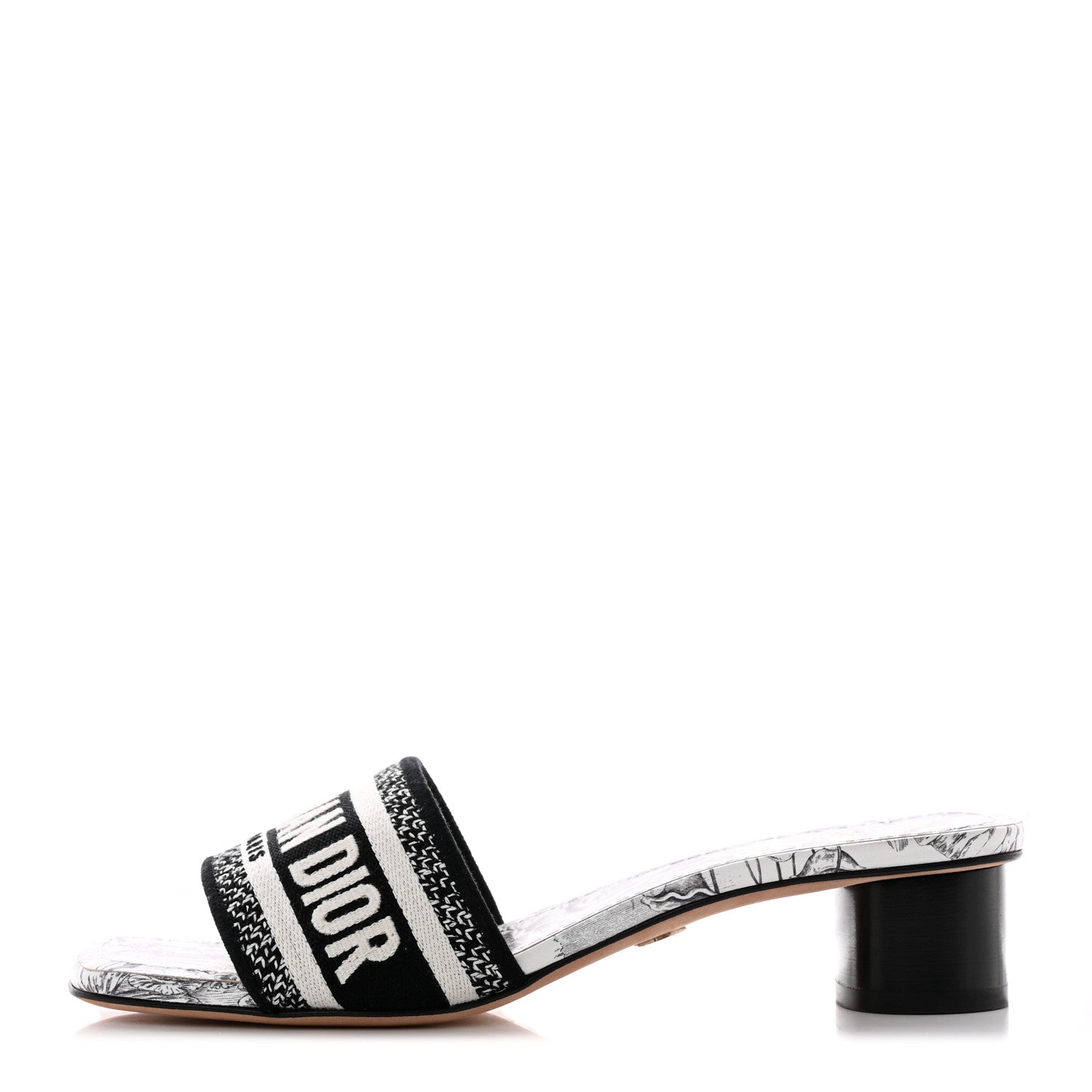 Christian Dior Canvas Dioriviera Embroidered Dway 35mm Slide Sandals 36.5 Black Multicolor 1 of 14