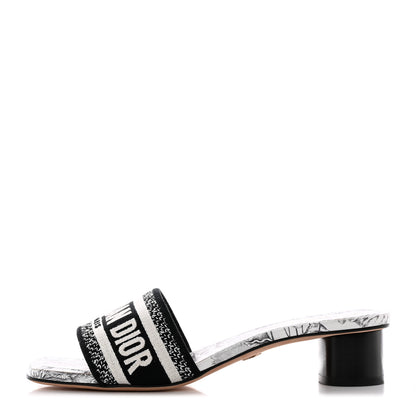 Christian Dior Canvas Dioriviera Embroidered Dway 35mm Slide Sandals 36.5 Black Multicolor 1 of 14