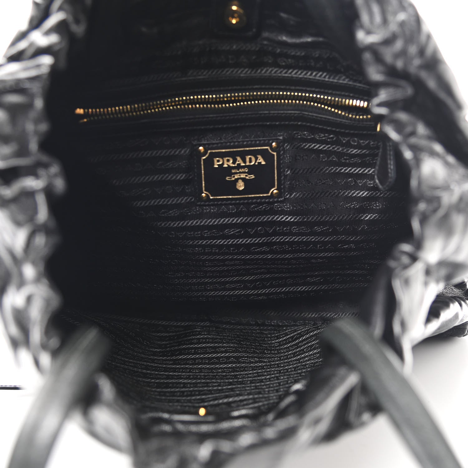 Prada Nappa Antique Shoulder Bag Black 6 of 8