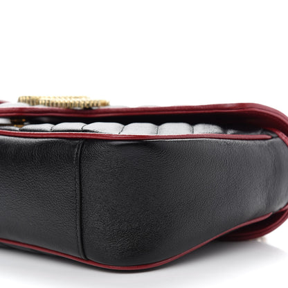 Gucci Vintage Effect Calfskin Matelasse Diagonal Small Torchon GG Marmont Shoulder Bag Black Romantic Cherry 9 of 9