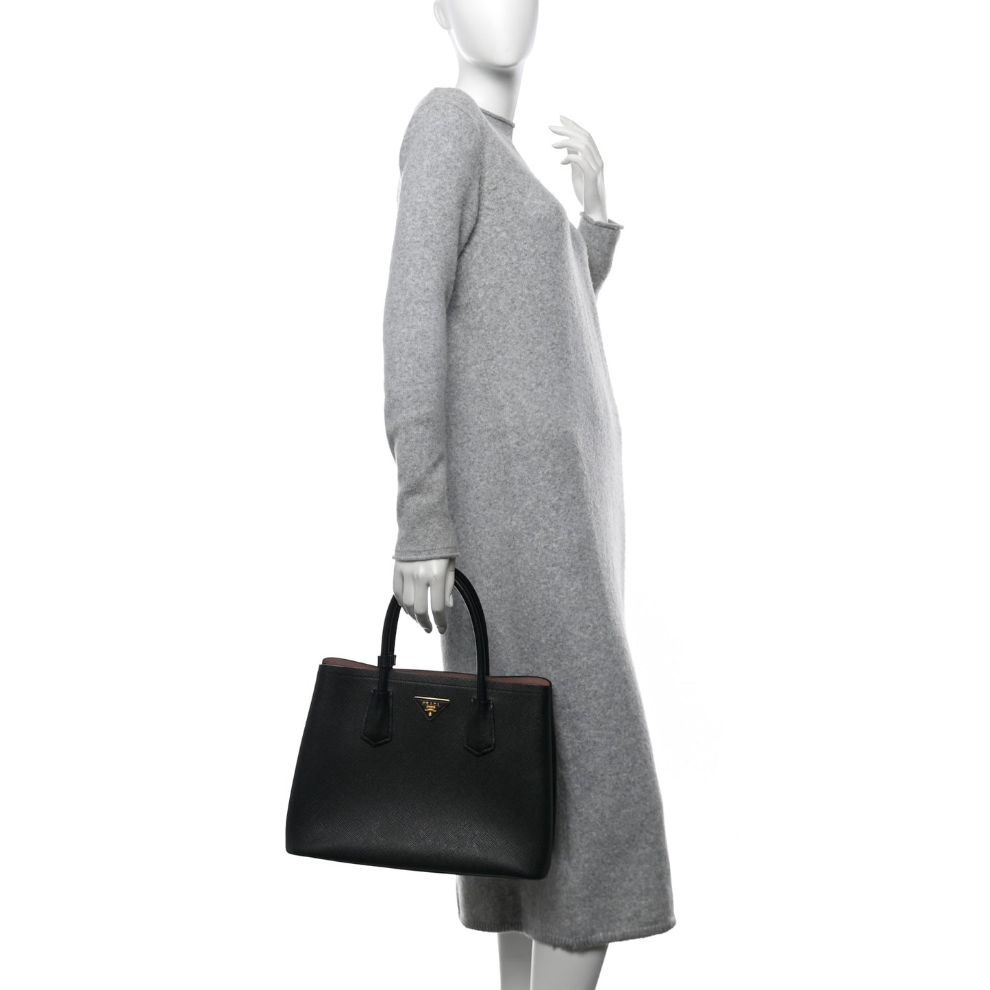 Saffiano Cuir Medium Double Bag Black Mughetto