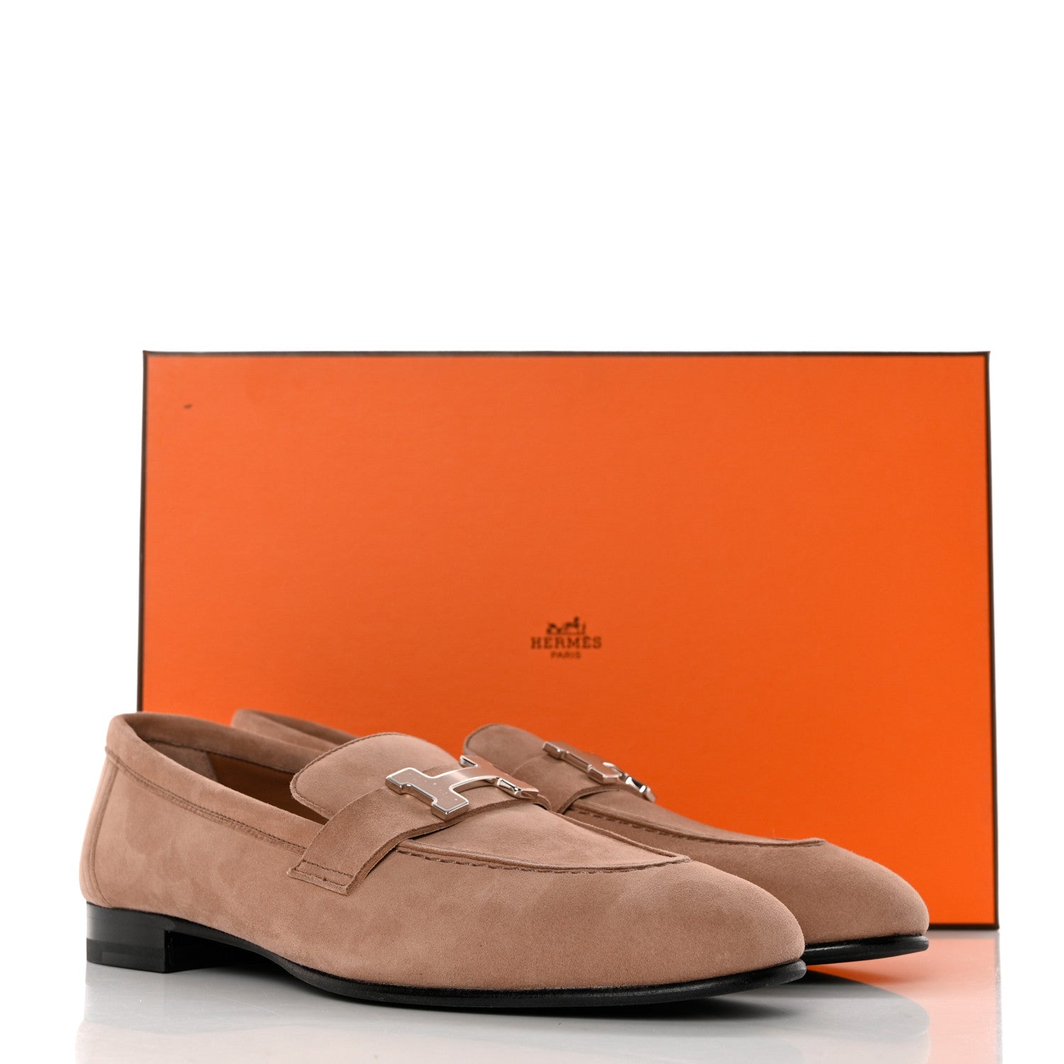 Hermes Suede Goatskin Paris Loafers 37 Rose Perle 9 of 9