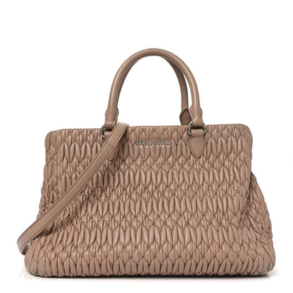 Miu Miu Nappa Matelasse Swarovski Crystal Tote Cammeo 1 of 9