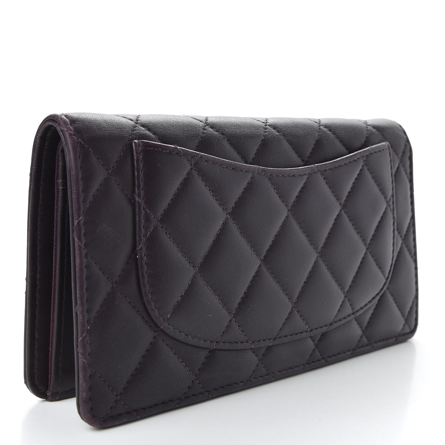 Lambskin Quilted Yen Wallet Purple