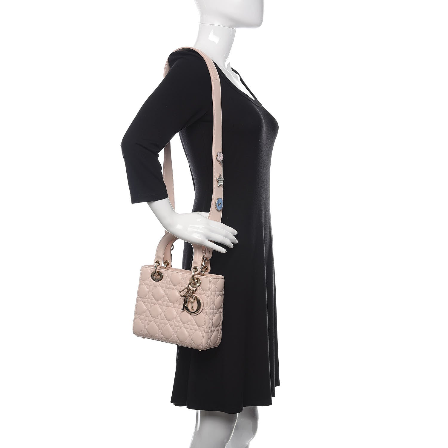 Christian Dior Lambskin Cannage Small Lucky Badges My Lady Dior Pink 2 of 15