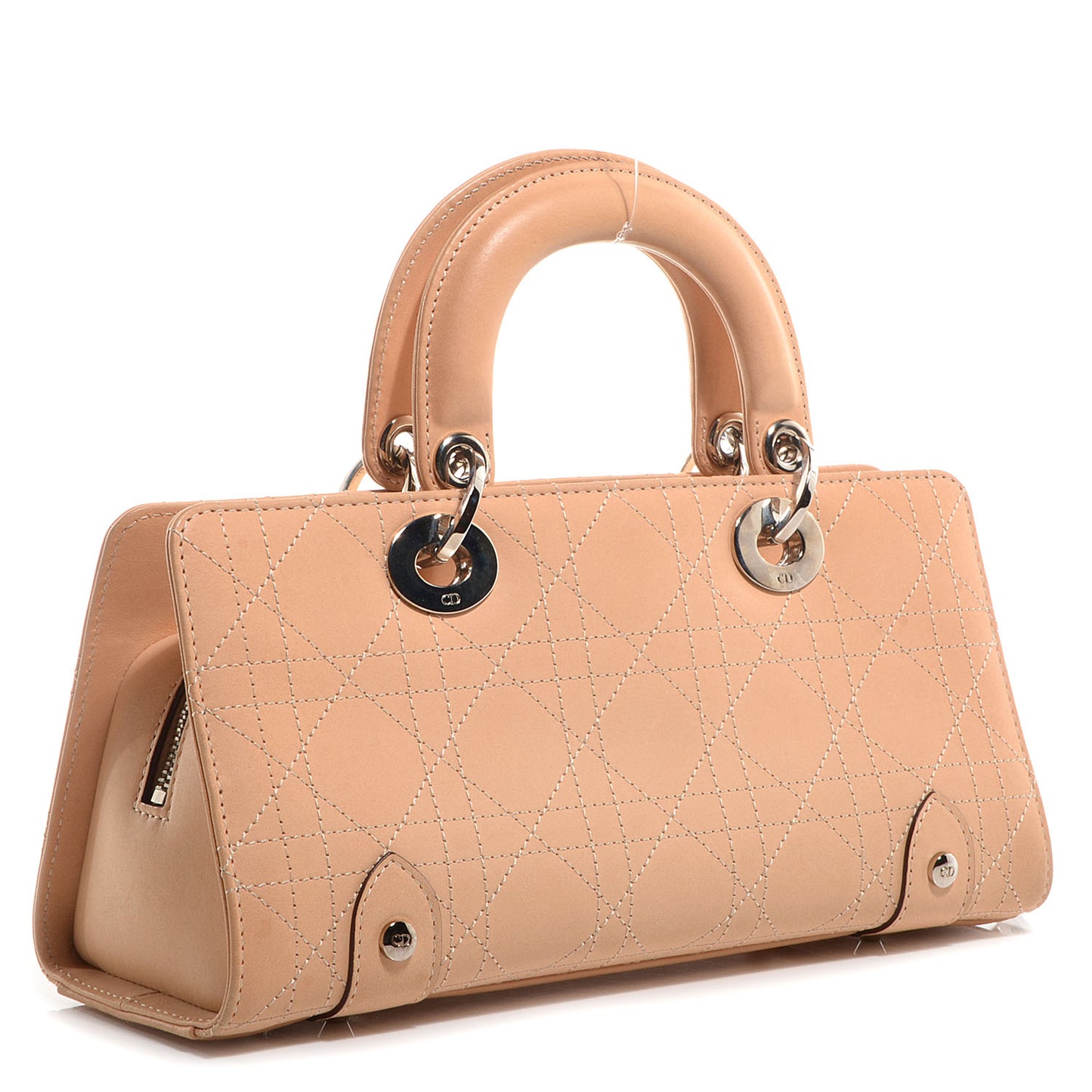 Calfskin Cannage Stitched Small Lady Dior East West Beige