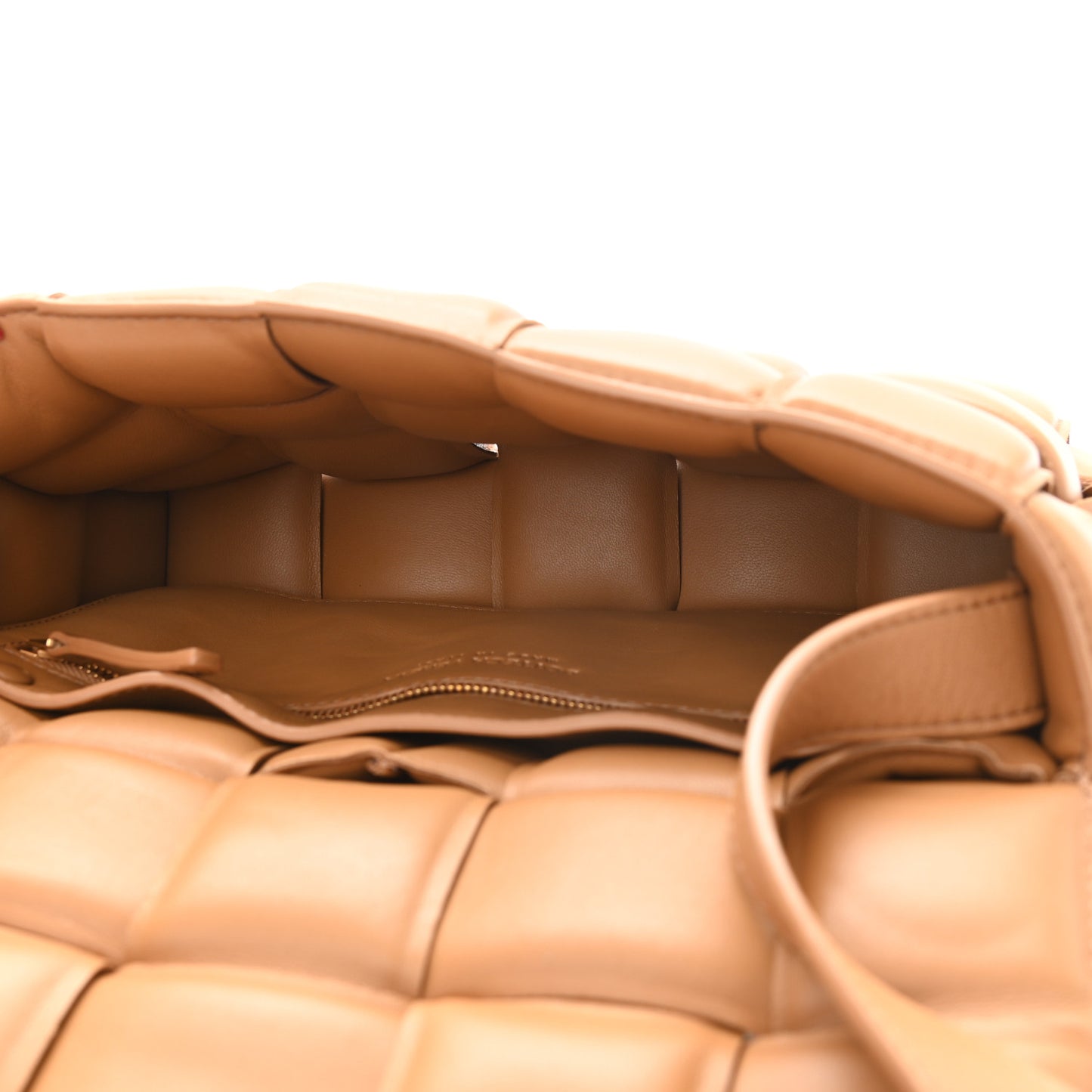 Nappa Maxi Intreccio Padded Cassette Crossbody Bag Caramel