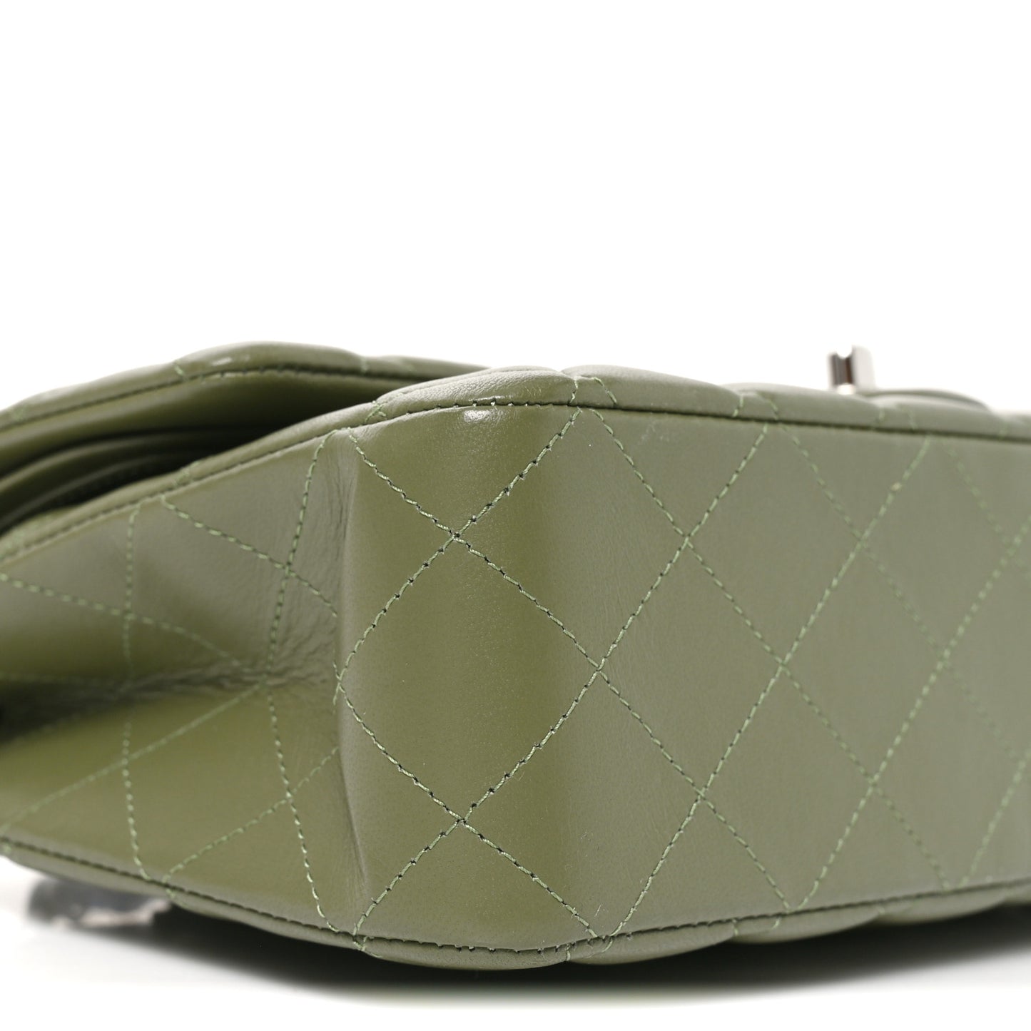 Lambskin Quilted Medium Double Flap Green