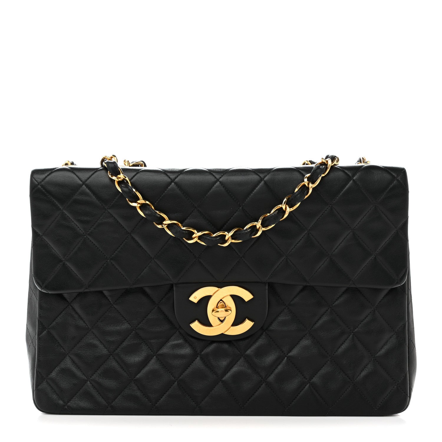 Chanel Lambskin Quilted XL Jumbo Single Flap Black 1 of 16