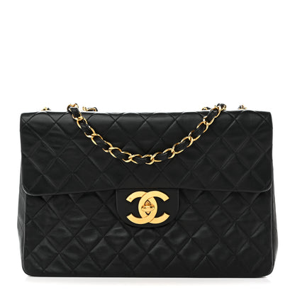 Chanel Lambskin Quilted XL Jumbo Single Flap Black 1 of 16