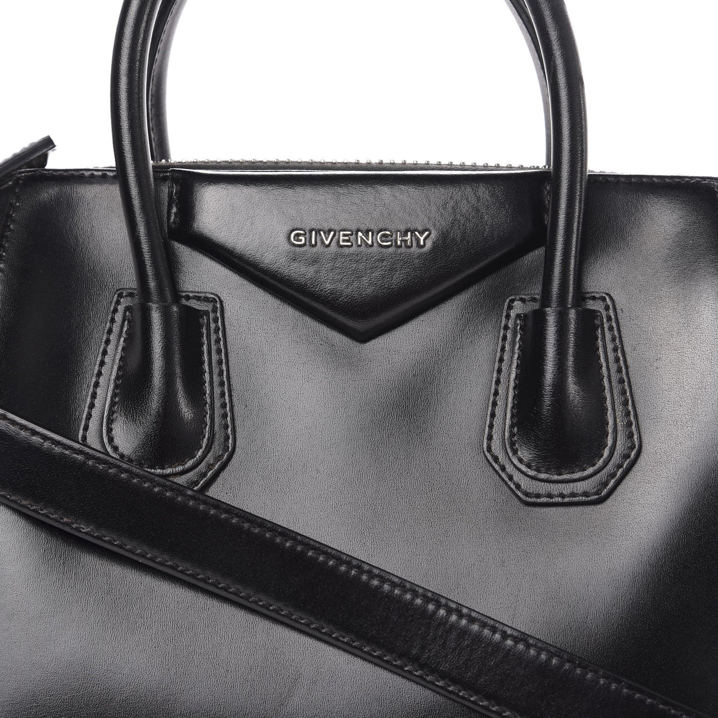 Shiny Lord Calfskin Small Antigona Black