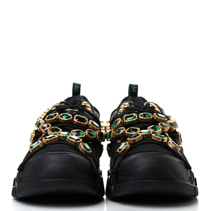 Gucci X SEGA Mesh Suede Calfskin Removable Crystals Mens Flashtrek Sneakers 12 Black Silver 2 of 11