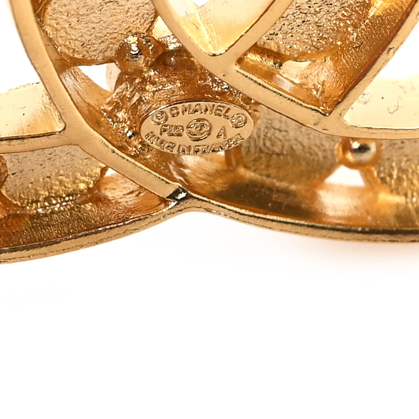 Metal Crystal CC Brooch Gold